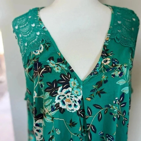 NWT Daniel Rainn Floral Lace Sleeveless Tank Green Size 2X - Picture 5 of 8